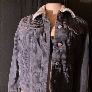 PacSun Gray Corduroy Jacket with Sherpa Collar